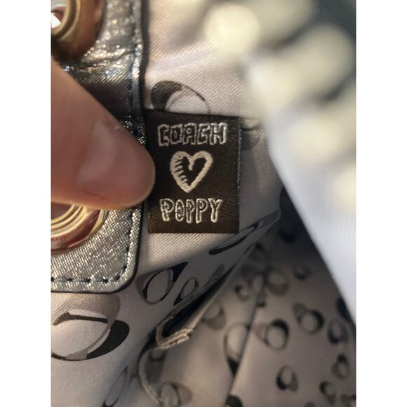 COACH POPPY 18807 SMALL SILVER METALIC SPARKEL SHOULDER BAG - Picture 13 of 16